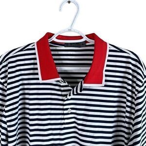 NEW G/FORE Perforated Stripe‎ Rib Collar Tech Jersey Golf Polo Mens XL Blue $120